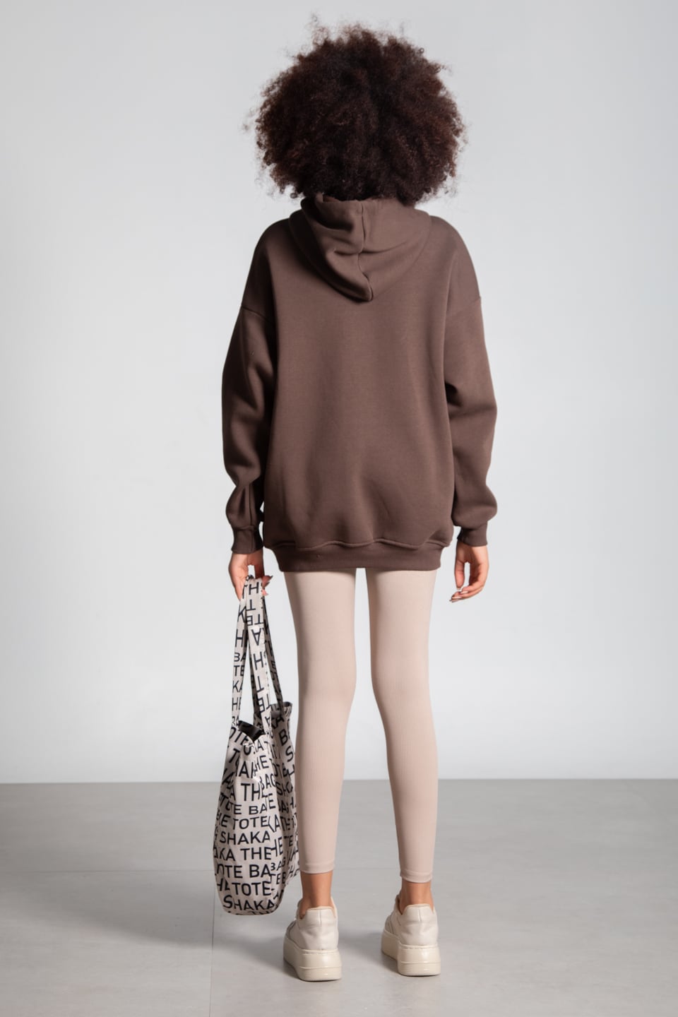 Oversize kapüşonlu sweatshirt-2975 Kahve