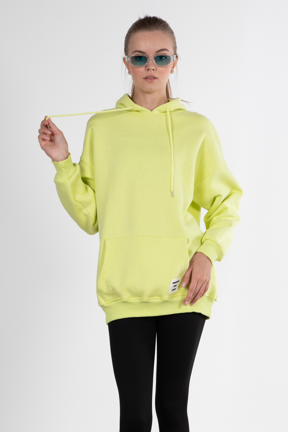 Oversize kapüşonlu sweatshirt-2975 Sarı