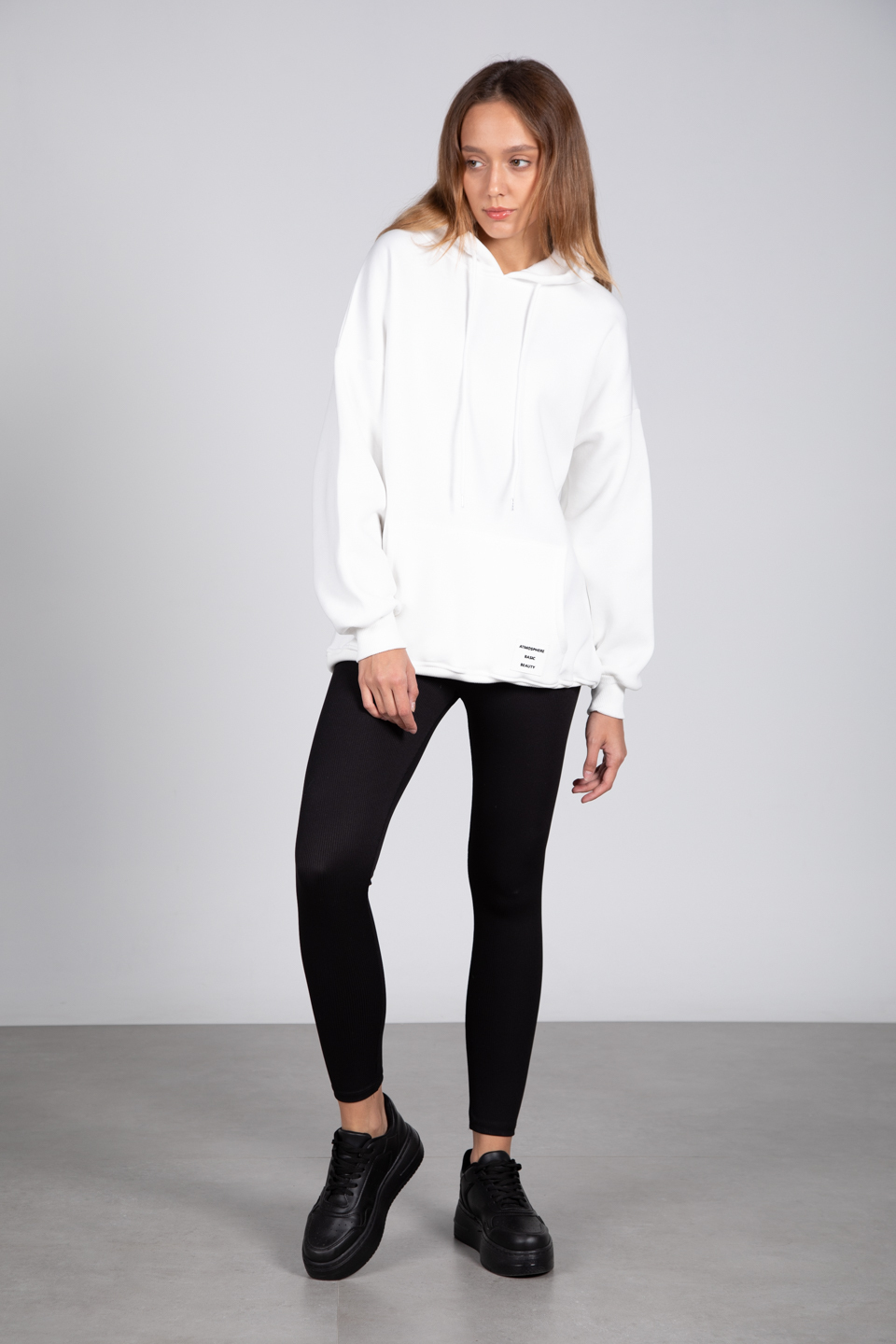 Oversize Kapüşonlu Sweatshirt - Ekru