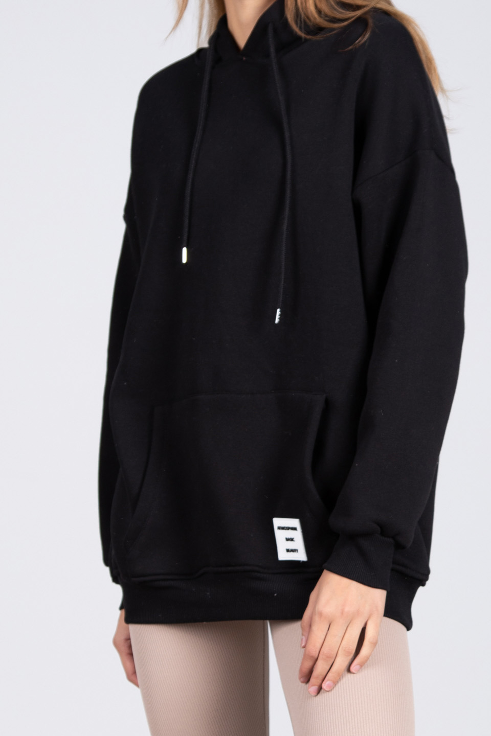 Oversize Kapüşonlu Sweatshirt - Siyah