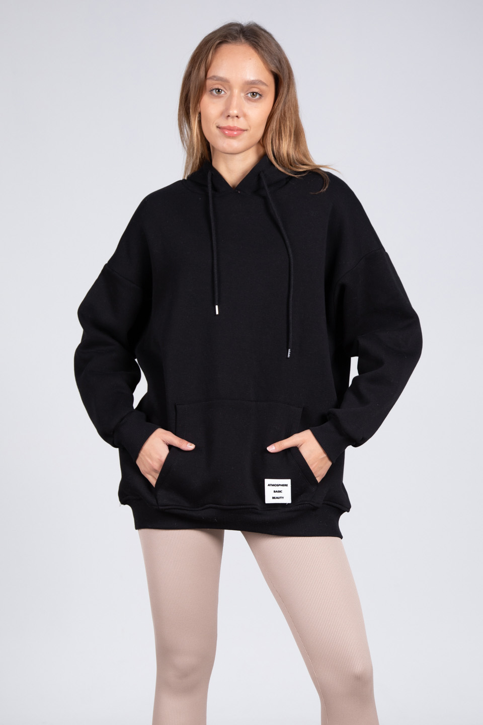Oversize Kapüşonlu Sweatshirt - Siyah