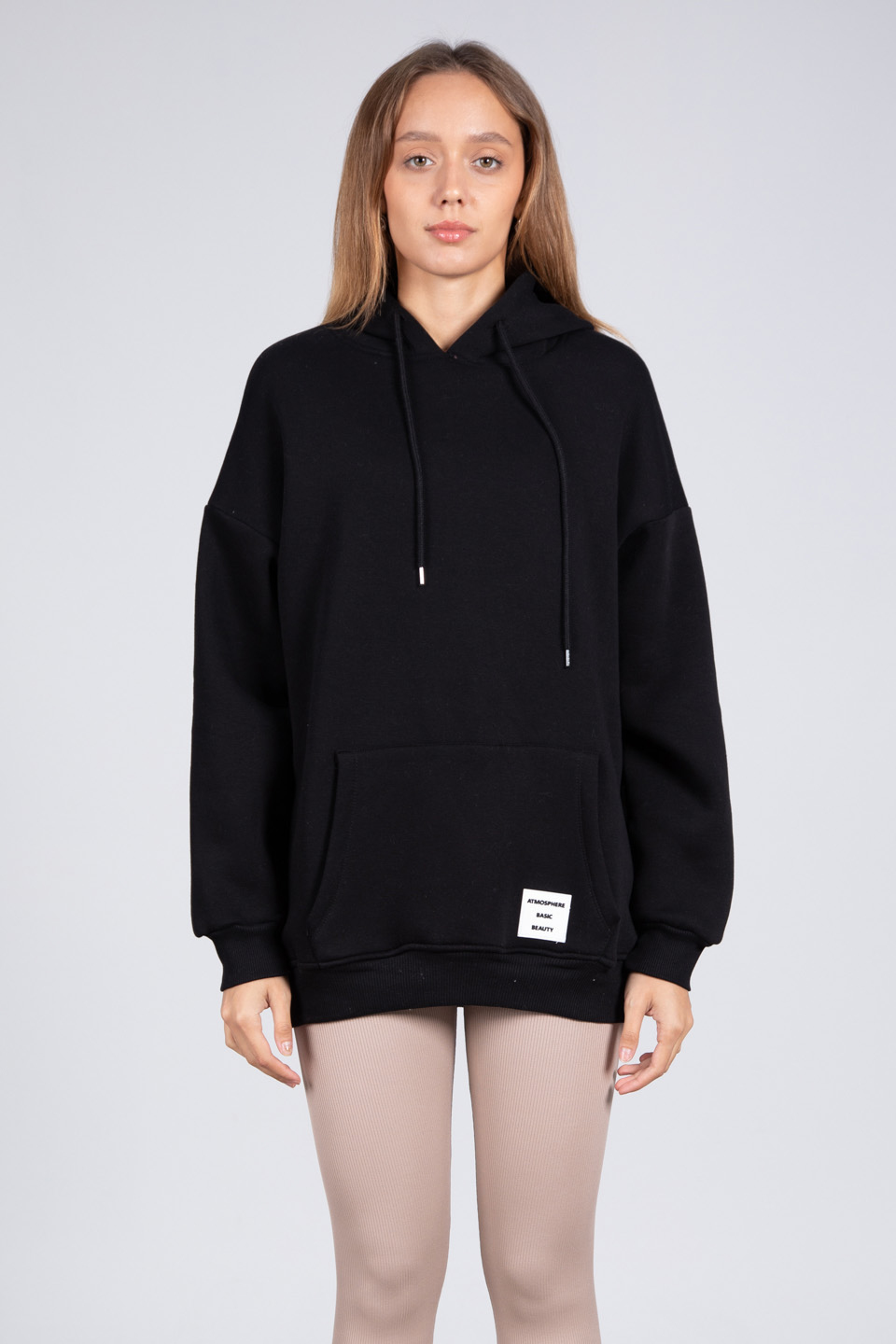 Oversize Kapüşonlu Sweatshirt - Siyah