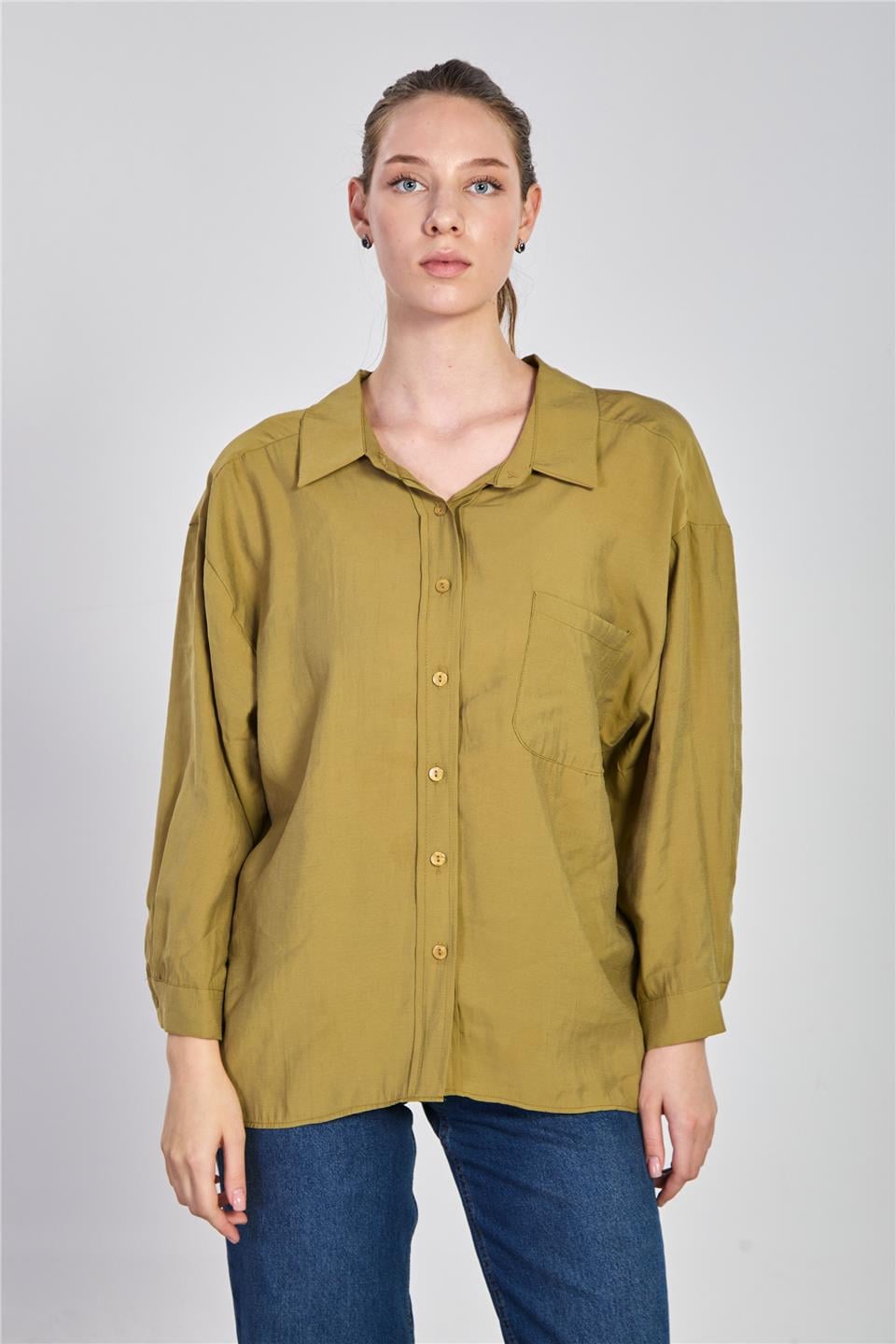 Oversize modal gömlek-5308 Haki