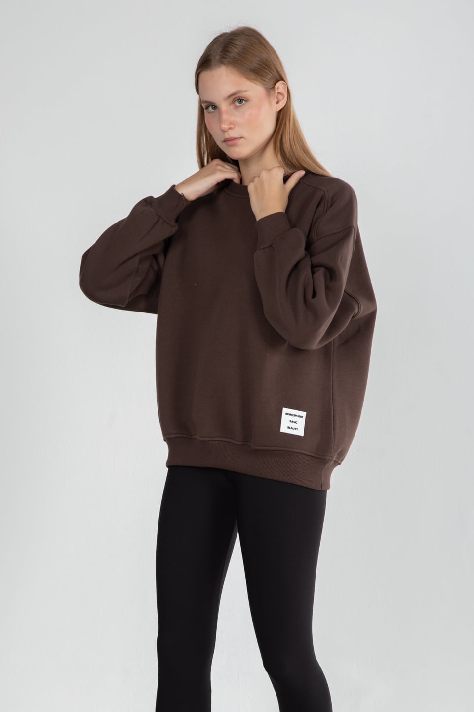 Oversize sweat-2958 Kahve