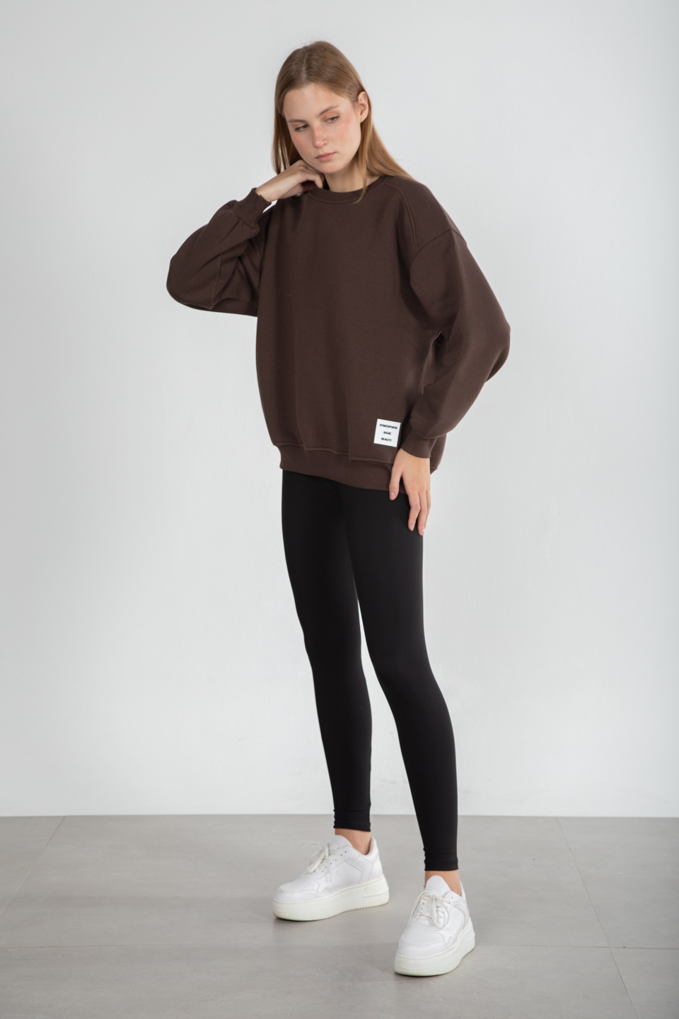 Oversize sweat-2958 Kahve