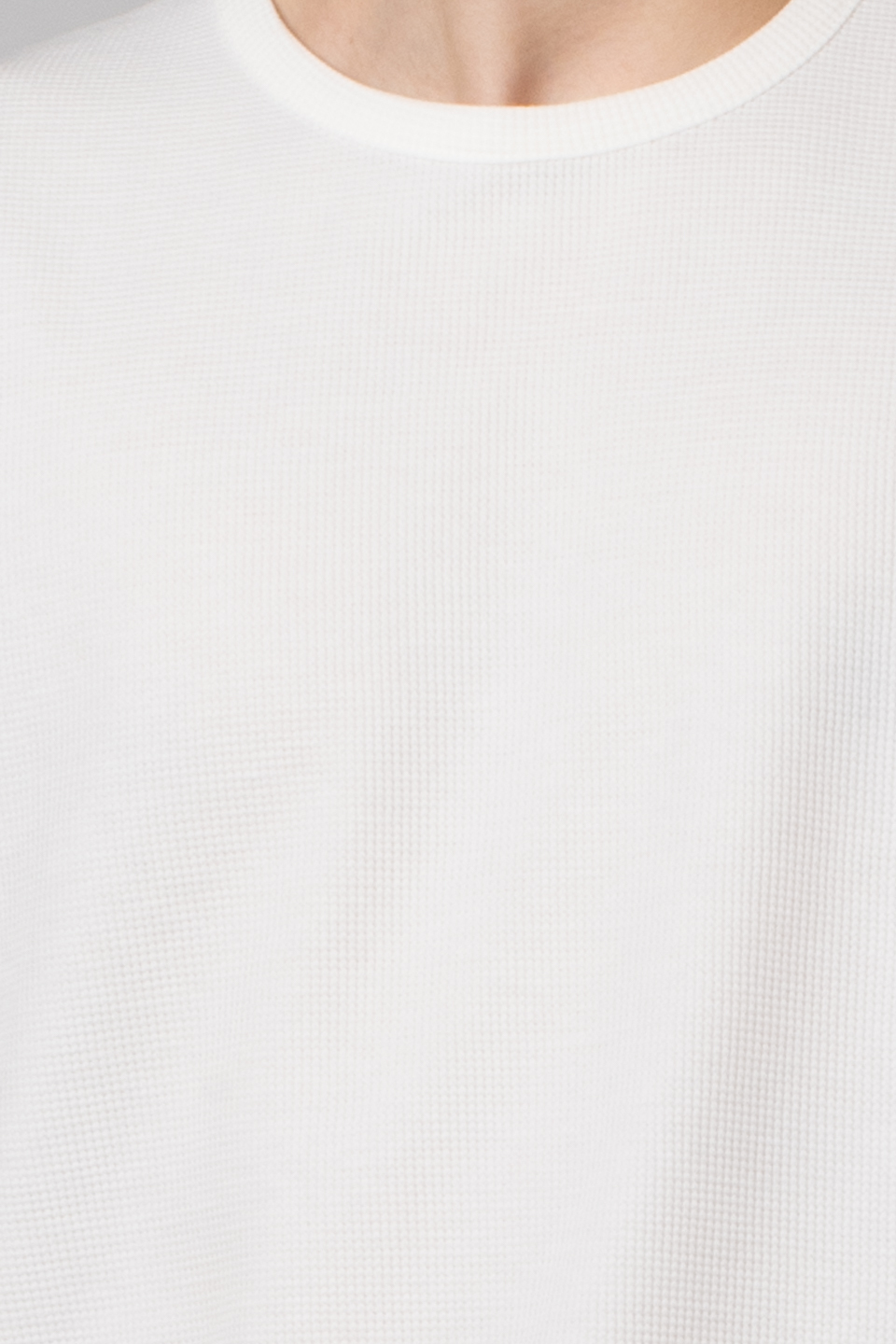 Oversıze waffle kumaş t-shirt-5005 Ekru