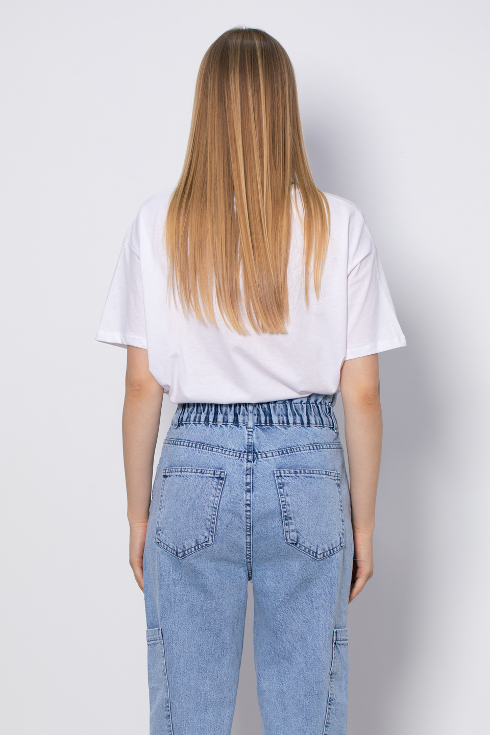 Oversize Zincir Detaylı T-Shirt - Beyaz