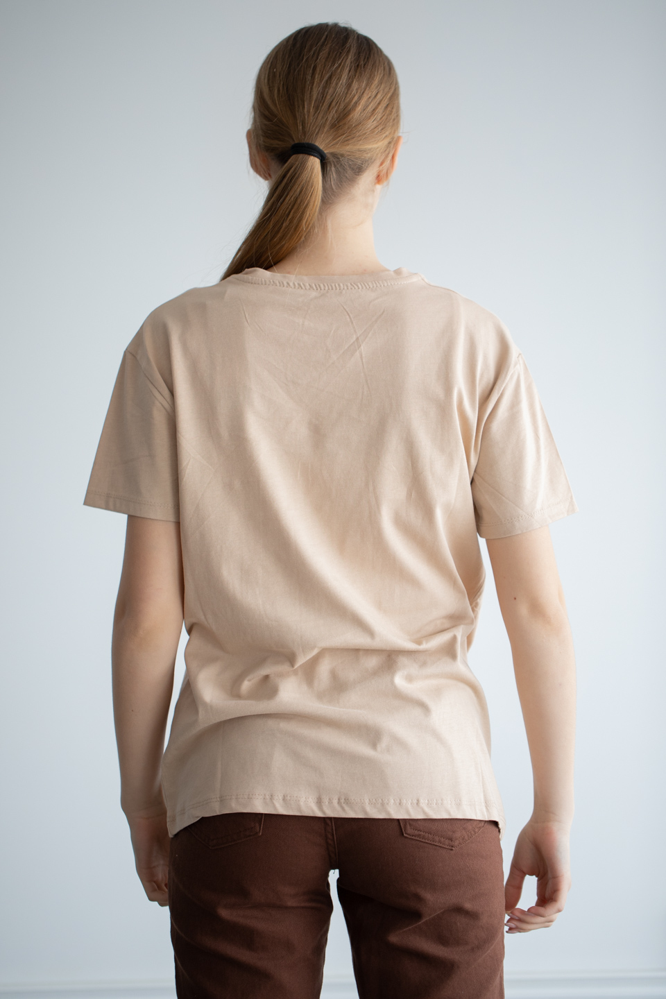 Oxford baskılı oversize t-shirt-1001-3 Bisküvi
