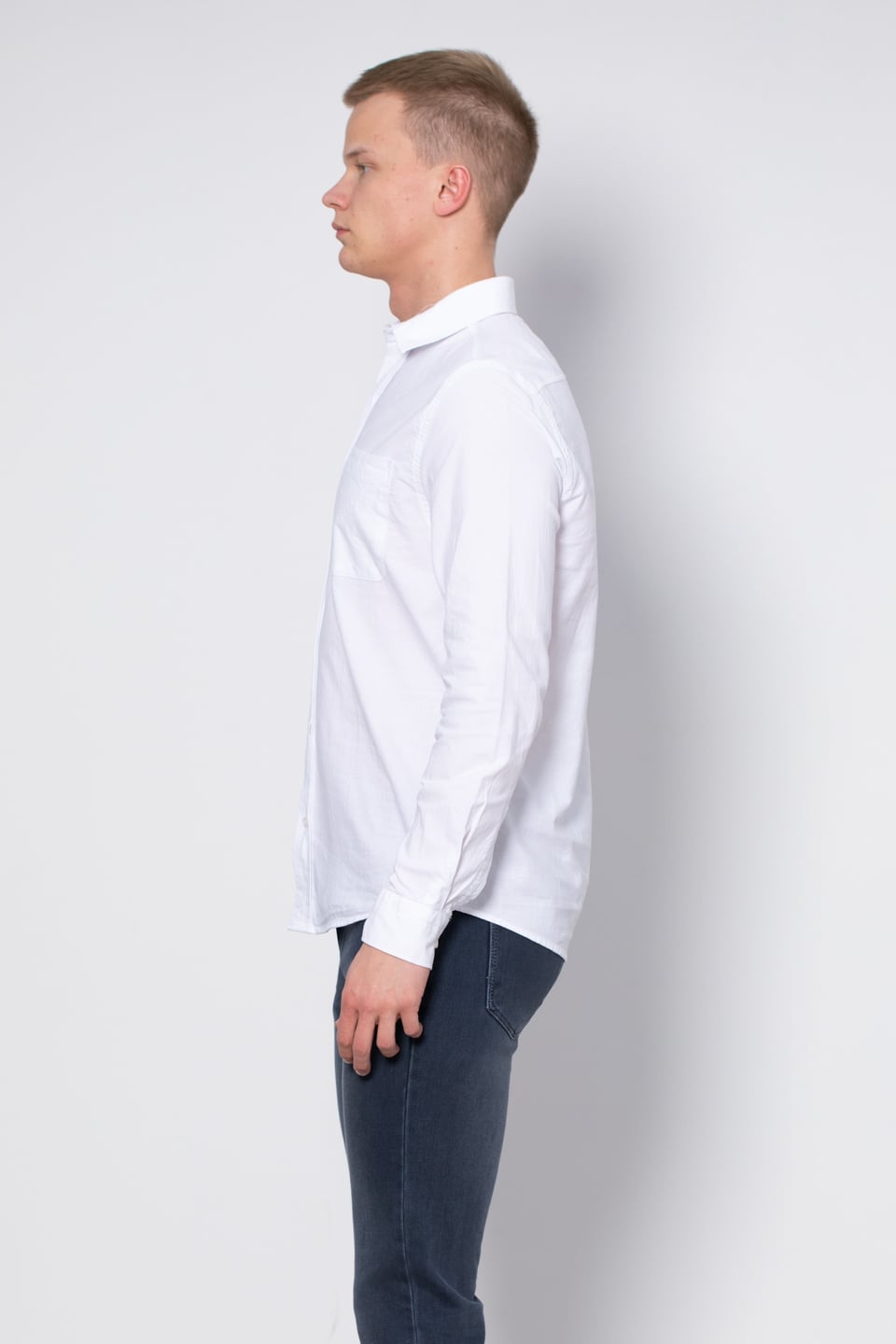 Oxford tek cep gömlek-12-4735 Beyaz