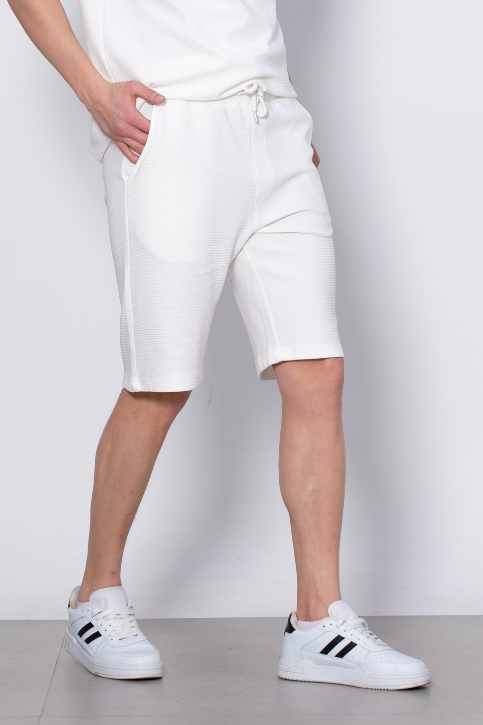 Paça garnili bermuda şort-8023 Ekru