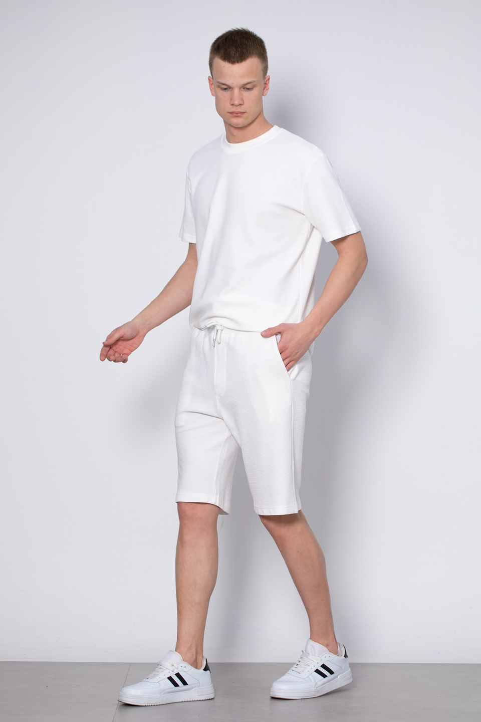 Paça garnili bermuda şort-8023 Ekru