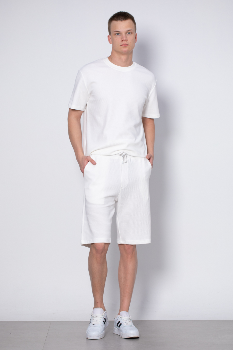 Paça garnili bermuda şort-8023 Ekru