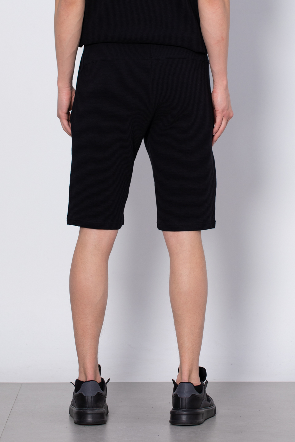 Paça garnili bermuda şort-8023 Siyah