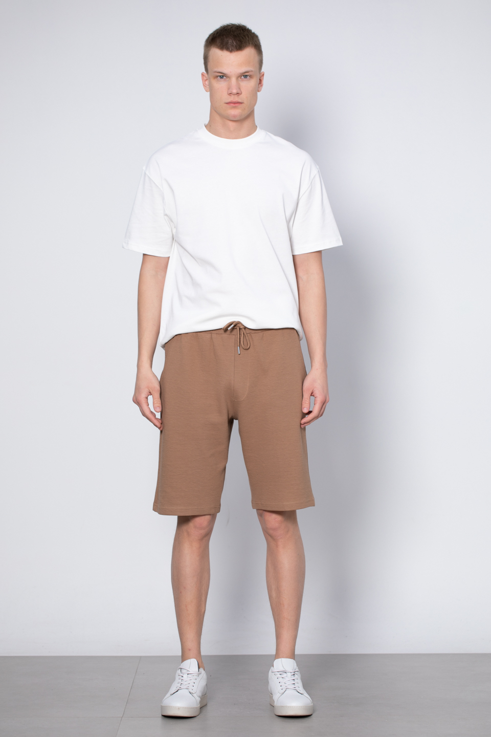 Paça garnili bermuda şort-8023 Vizon
