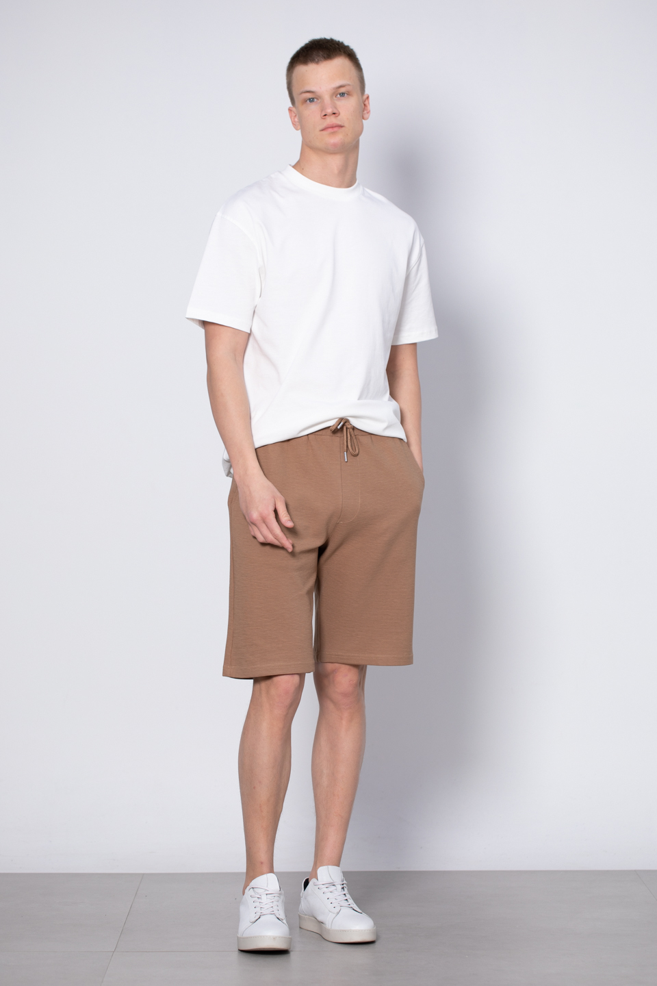 Paça garnili bermuda şort-8023 Vizon