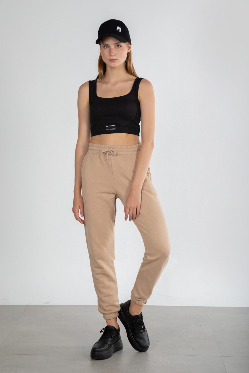 Paça lastikli eşofman altı-1031 Taş