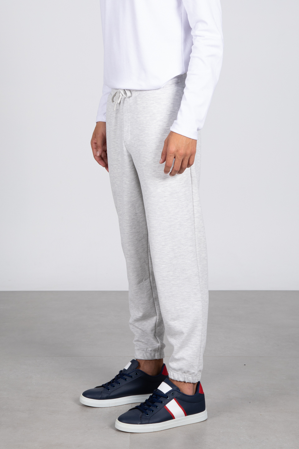 Paça lastikli eşofman altı-9056 Kar Melanj