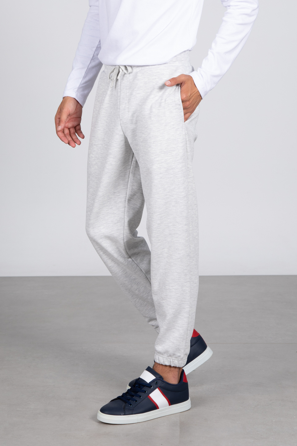 Paça lastikli eşofman altı-9056 Kar Melanj