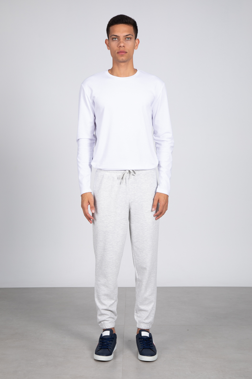 Paça lastikli eşofman altı-9056 Kar Melanj