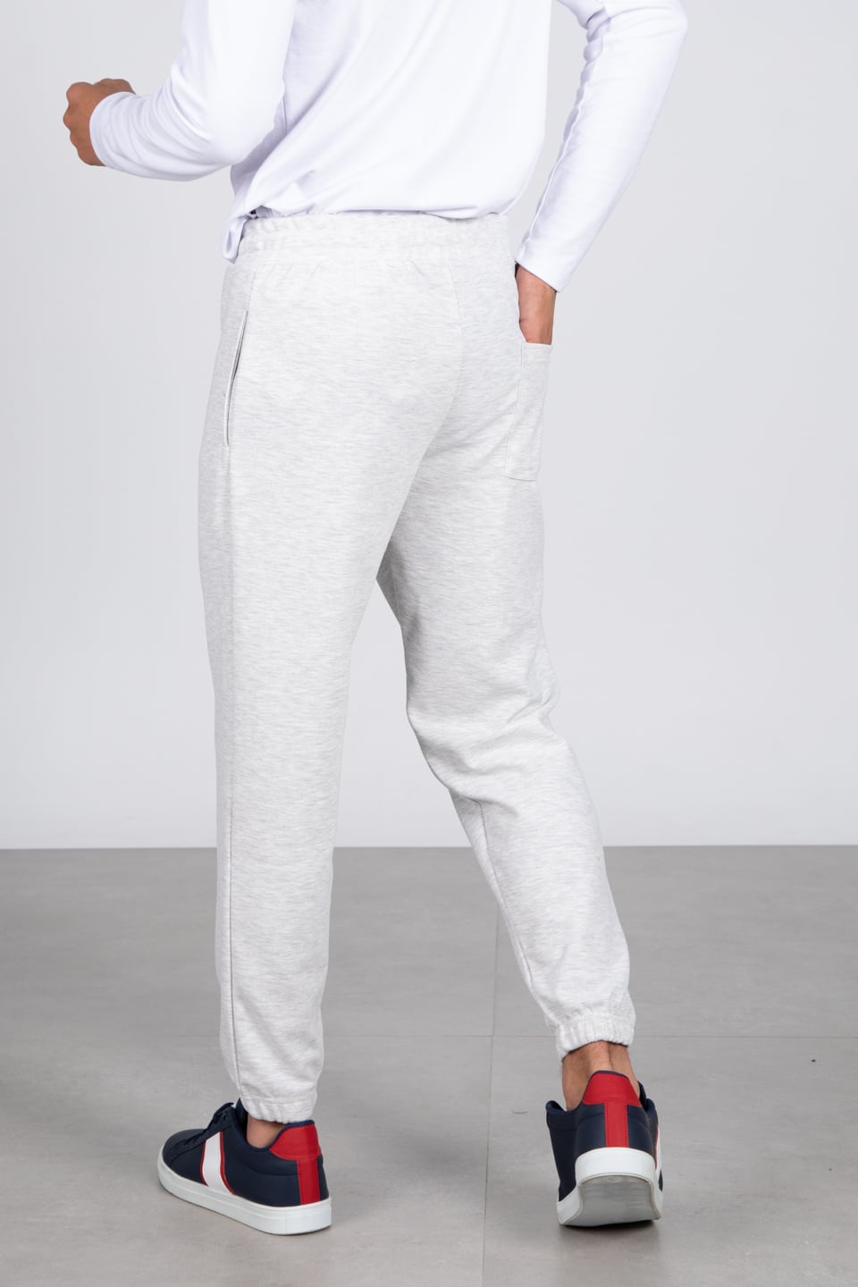 Paça lastikli eşofman altı-9056 Kar Melanj