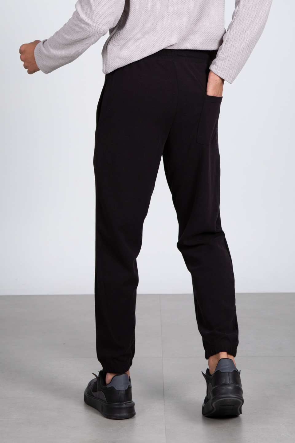 Paça lastikli eşofman altı-9056 Siyah