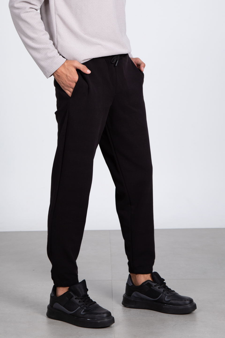 Paça lastikli eşofman altı-9056 Siyah