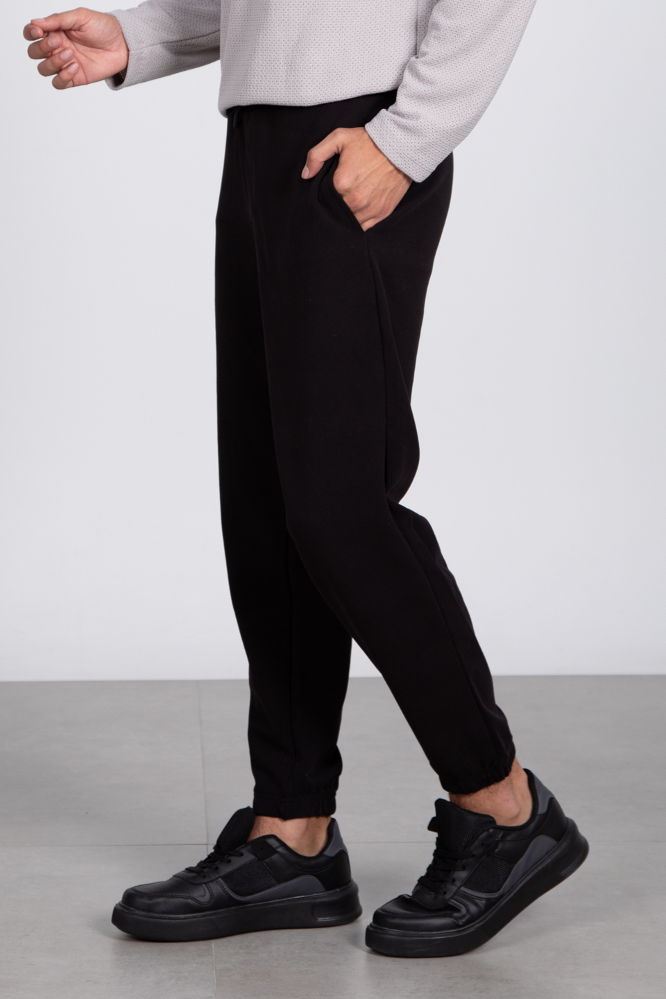 Paça lastikli eşofman altı-9056 Siyah