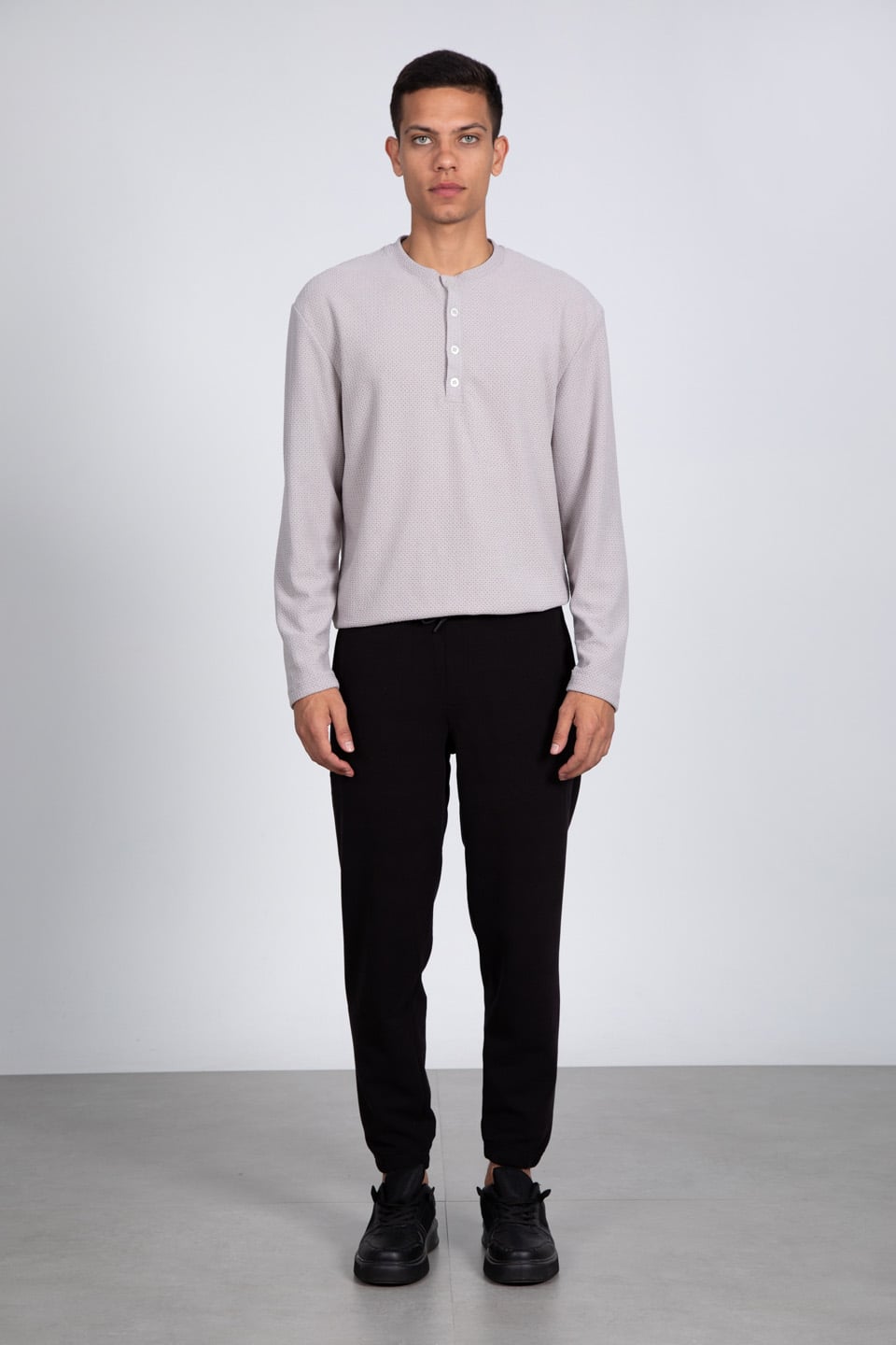 Paça lastikli eşofman altı-9056 Siyah