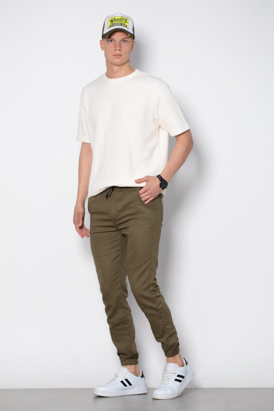 Paça lastikli jogger pantolon-5098 Haki
