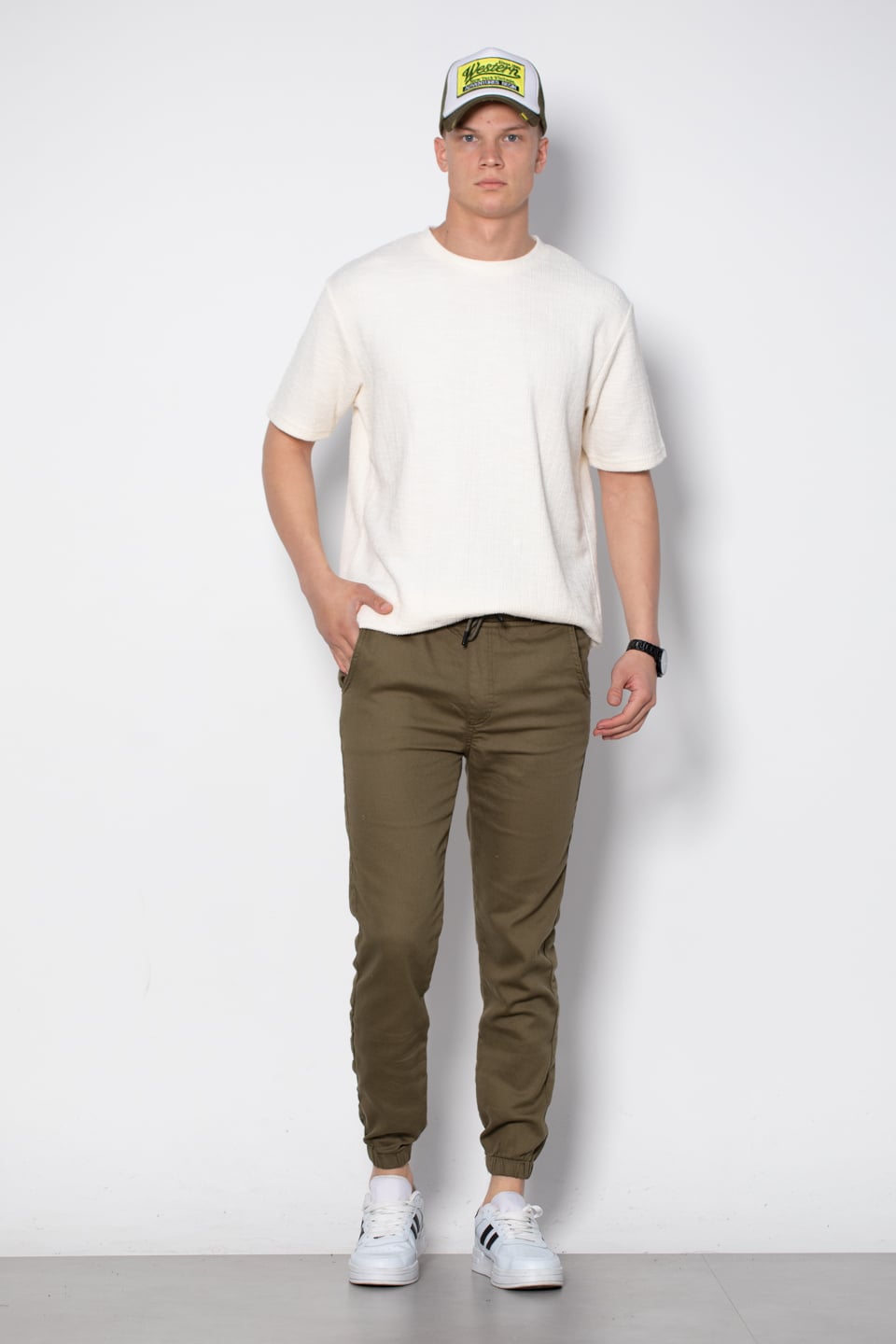 Paça lastikli jogger pantolon-5098 Haki