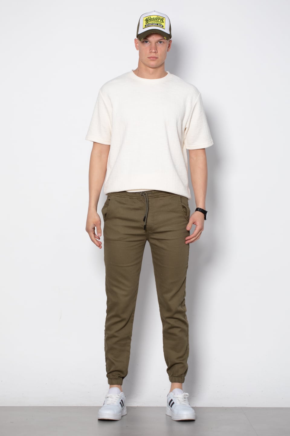 Paça lastikli jogger pantolon-5098 Haki