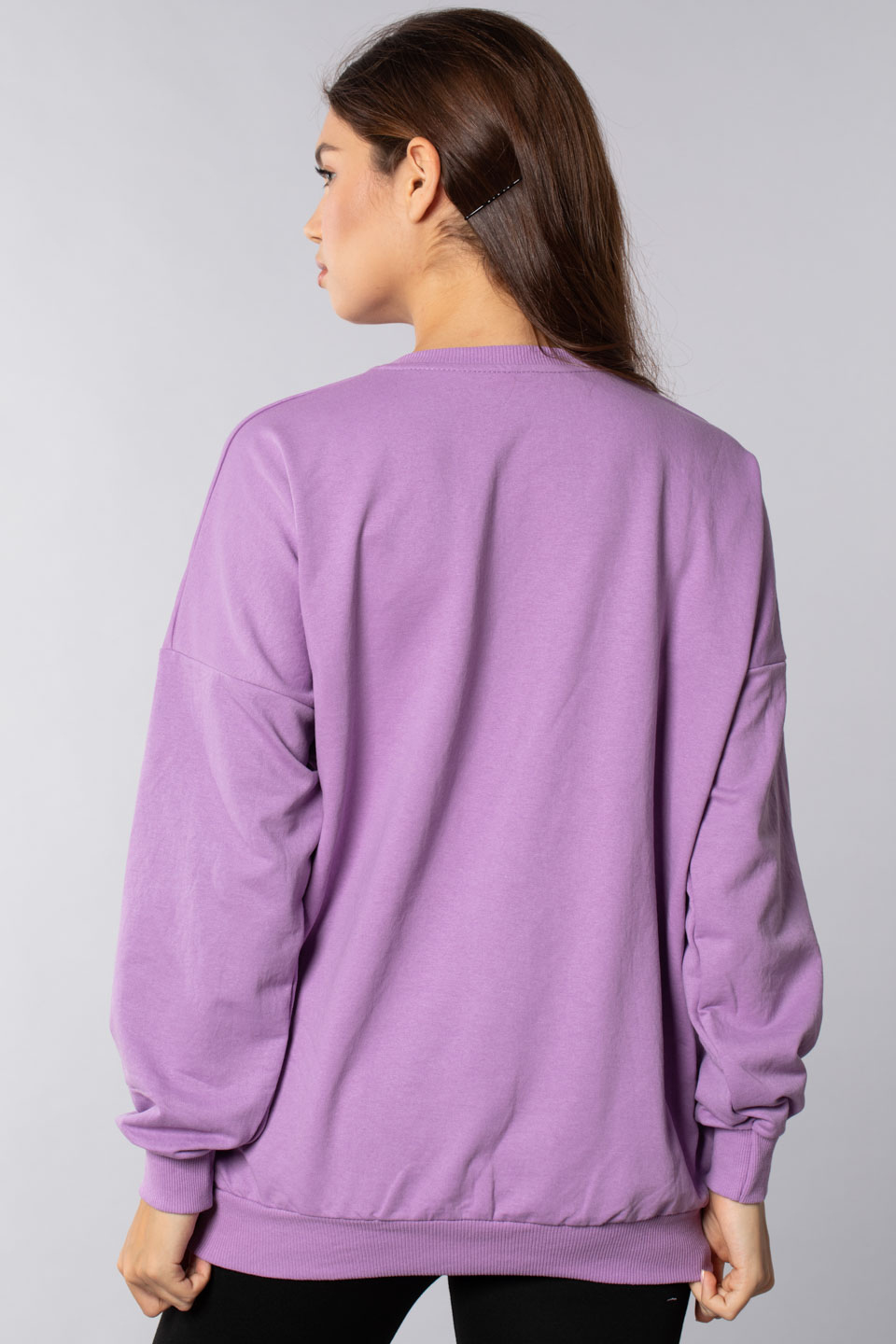 Panda baskılı sweatshirt-21548-8 Lila
