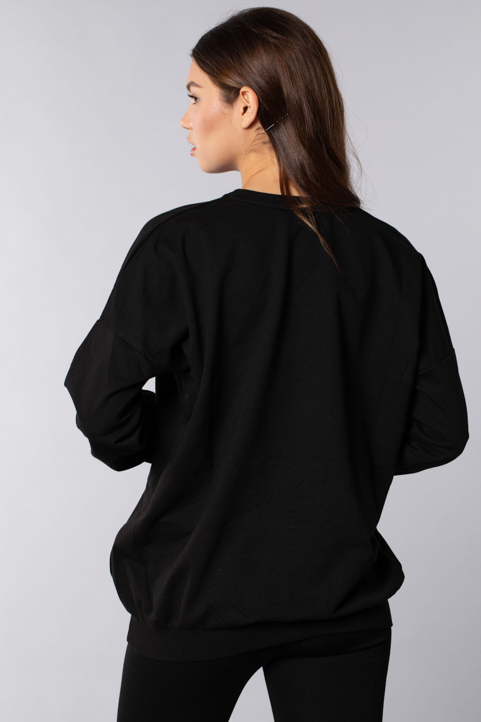 Panda baskılı sweatshirt-21548-8 Siyah