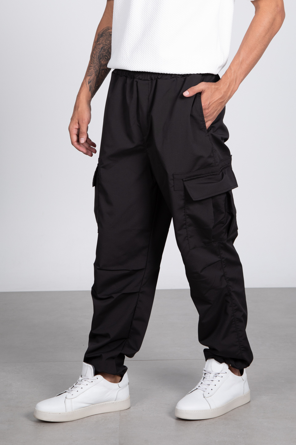 Paraşüt kargo baggy pantolon-1060 Siyah