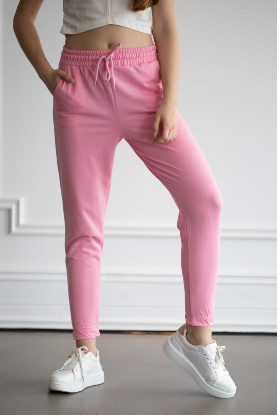 PARIS-Paçası lastikli eşofman altı-22F-106 Pembe