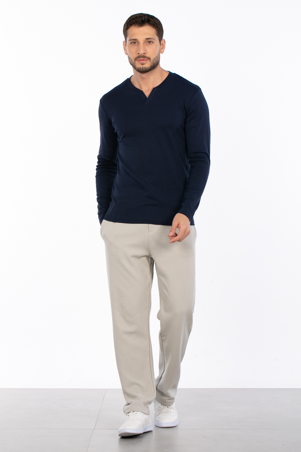 Patlı düğme detay sweat-5066 İndigo
