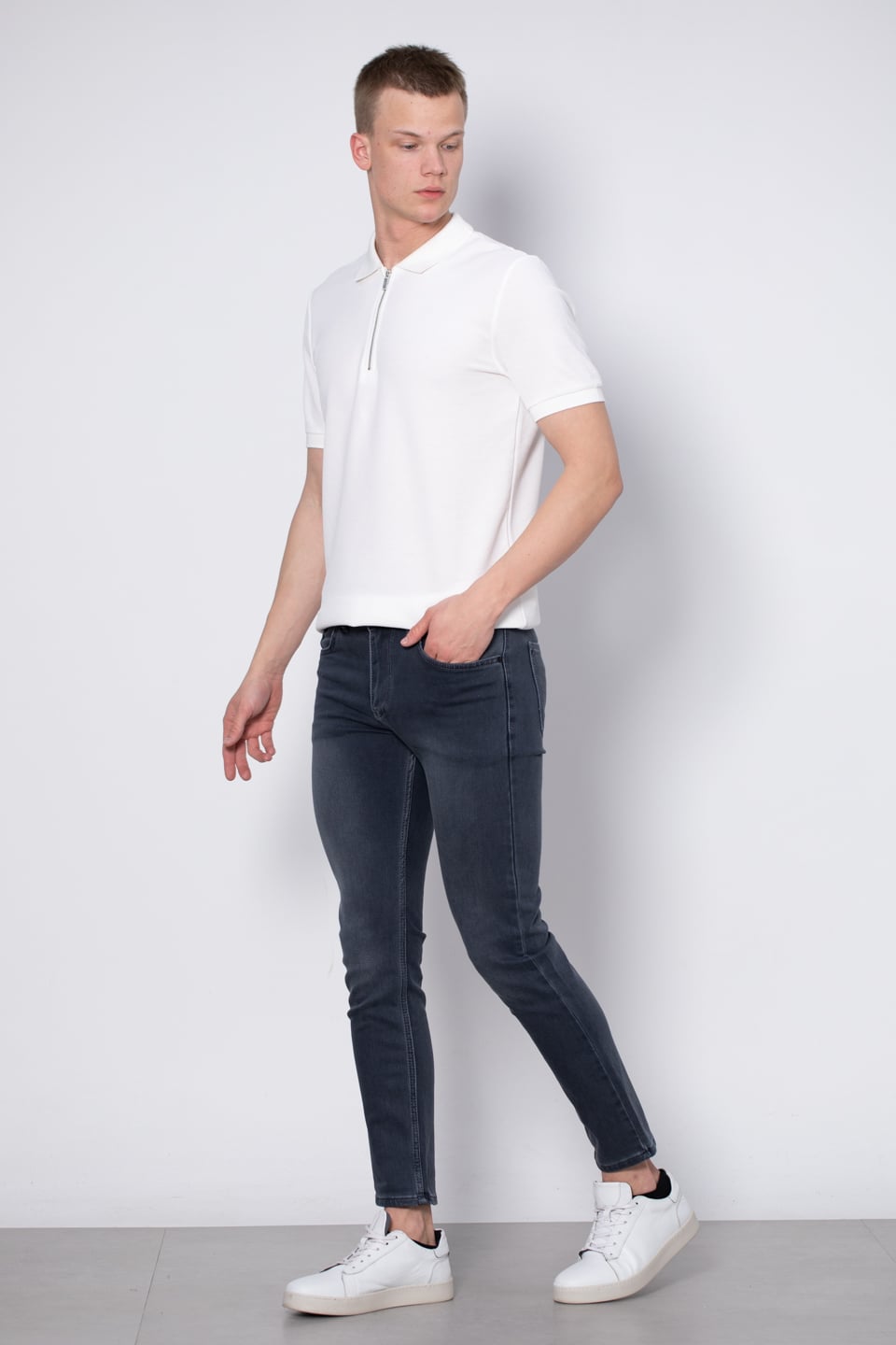 PAUL Slim fit pantolon-2220 Gri