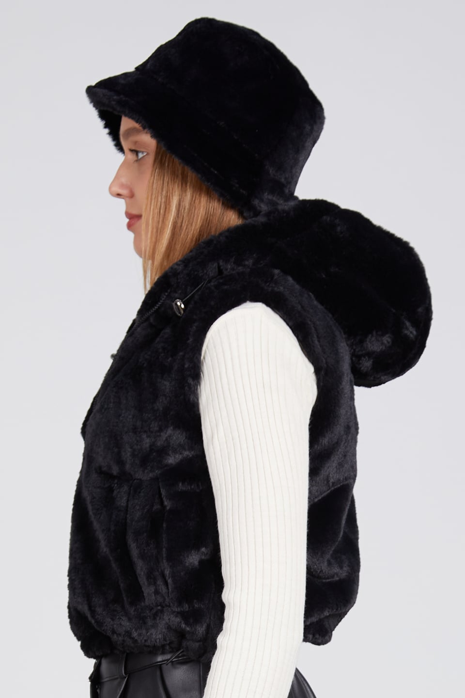 Peluş bucket şapka-12839-1 Siyah