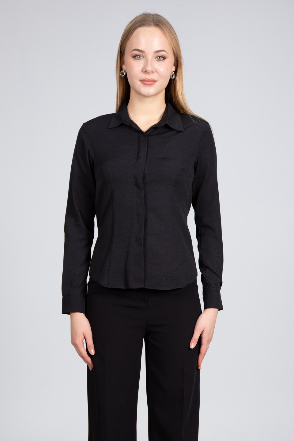 Pensli fit gömlek-7423 Siyah