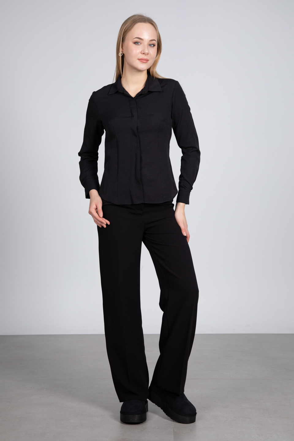 Pensli fit gömlek-7423 Siyah