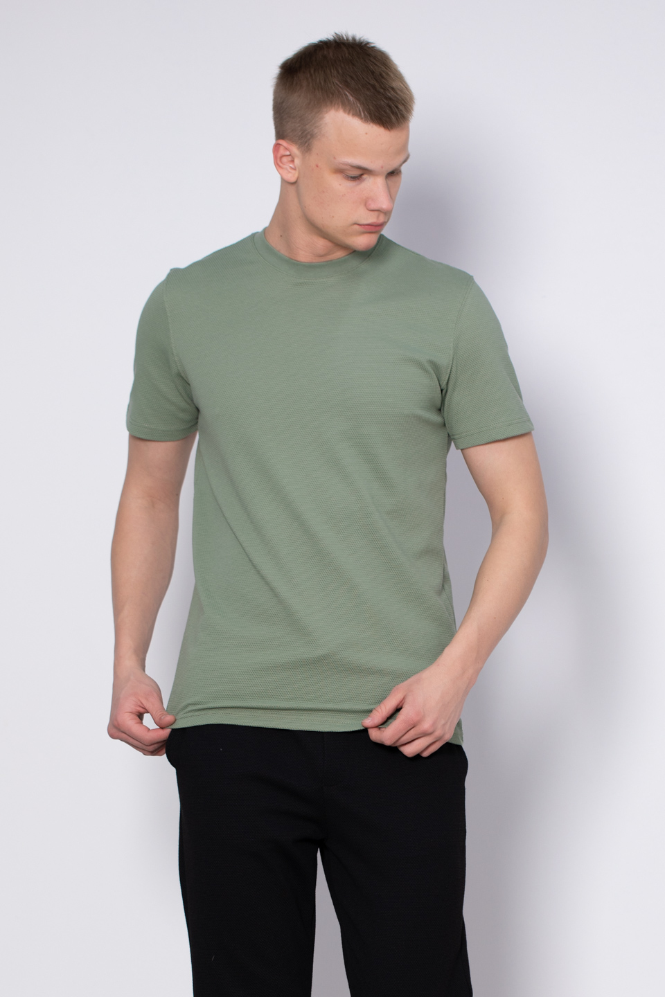 Petek desen regular fit t-shirt-2639 Elma
