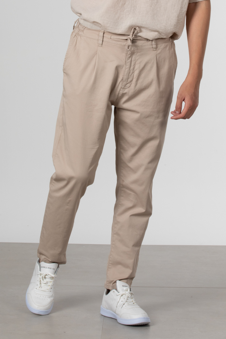 Pileli gabardin pantolon-2778 Taş