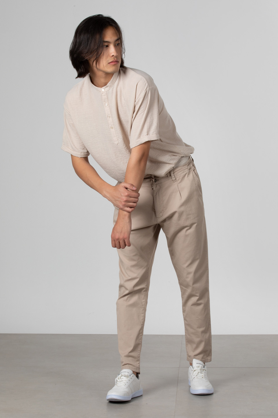 Pileli gabardin pantolon-2778 Taş