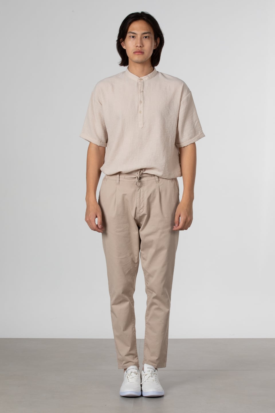 Pileli gabardin pantolon-2778 Taş