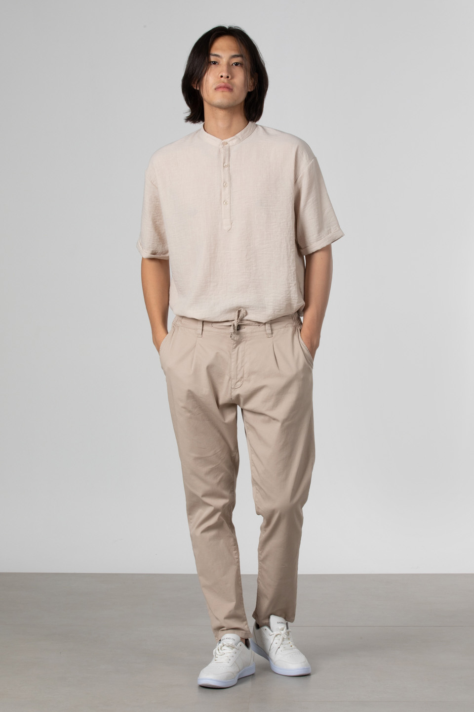 Pileli gabardin pantolon-2778 Taş