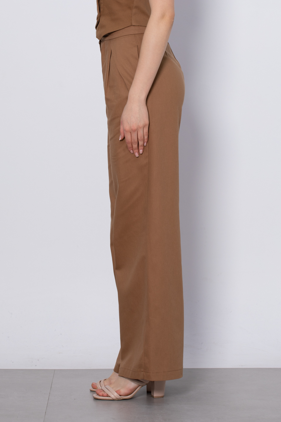 Pileli palazzo pantolon-8164-1 S.Kahve