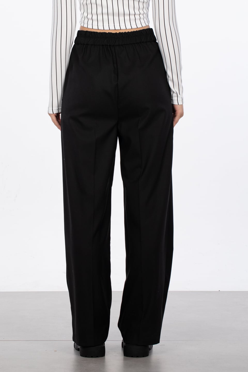Pileli palazzo pantolon-8420-2 Siyah