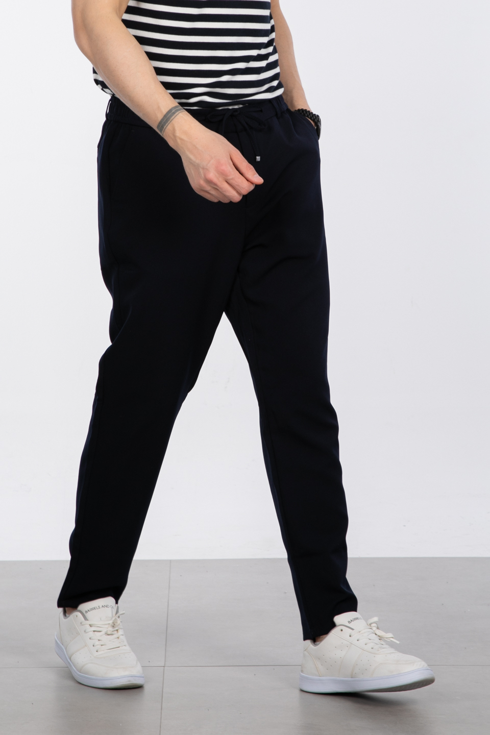Pileli salaş kumaş pantolon-7003 Lacivert