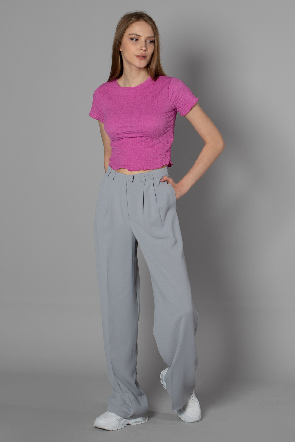 Plazzo pantolon-3715 Gri
