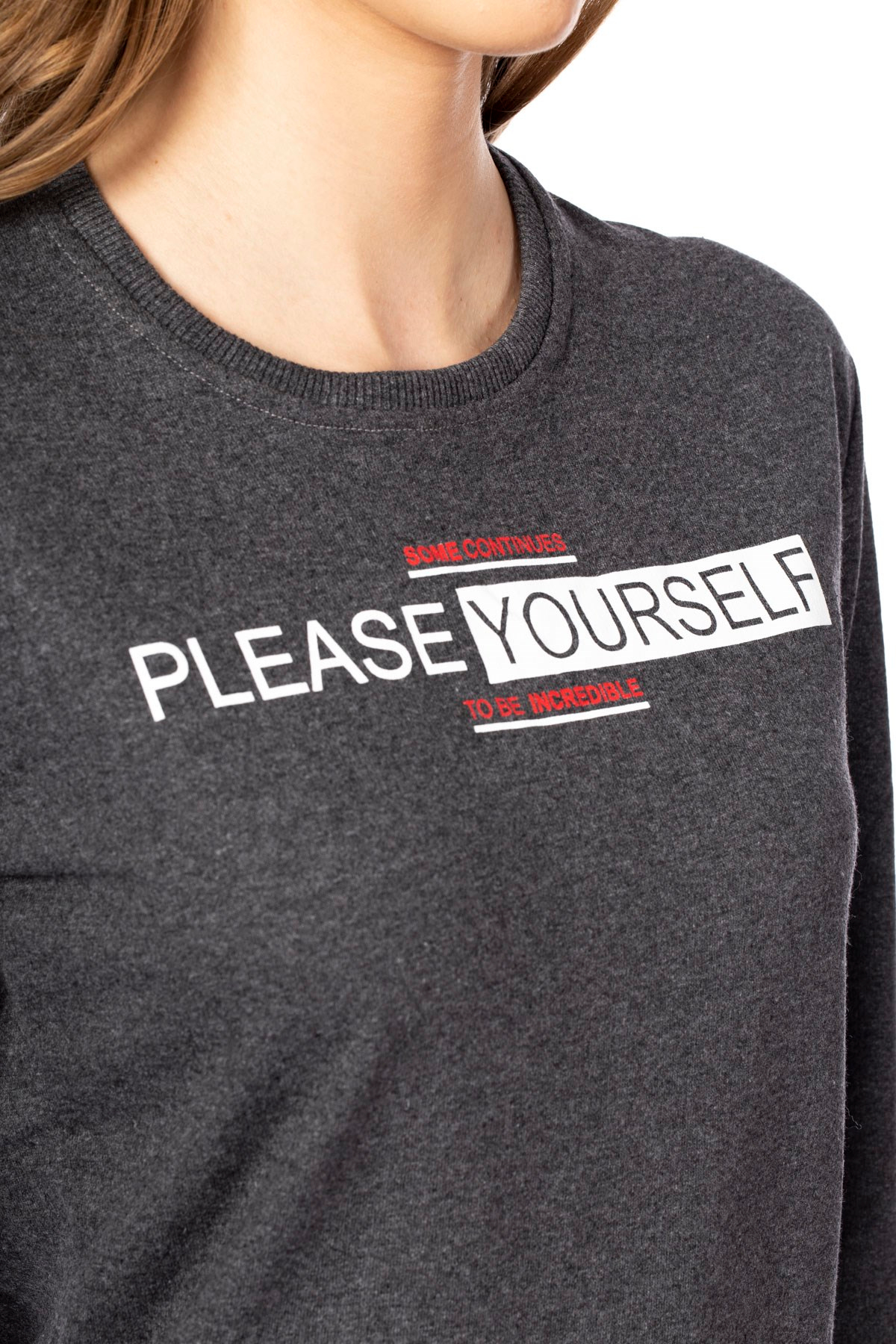 Please yourself baskılı sweatshirt-103BK020257 Koyu Ant. M.